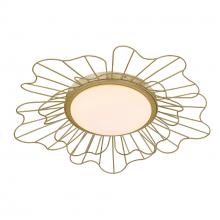  9132-FM24 LOG-OP - Yasmin LOG Flush Mount - 24" in Olympic Gold with Opal Glass Shade
